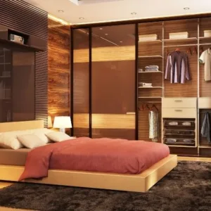Beige Wardrobe with Mirror by urbane living