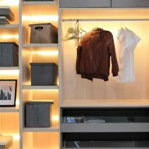 Modern Minimalist Wardrobe with Accent Lighting