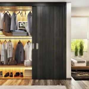 Modern Wardrobe with Wooden Trim
