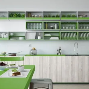 Sleek Green Kitchen Design