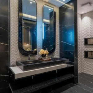 Obsidian Glow Bathroom Design